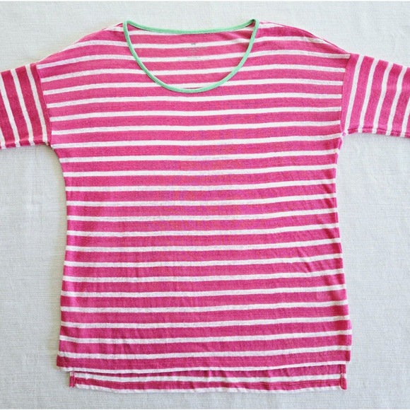 Talbots Linen Shirt Womens M Pink Gauzy Casual Relaxed Coastal Cottage Resort - Picture 1 of 12